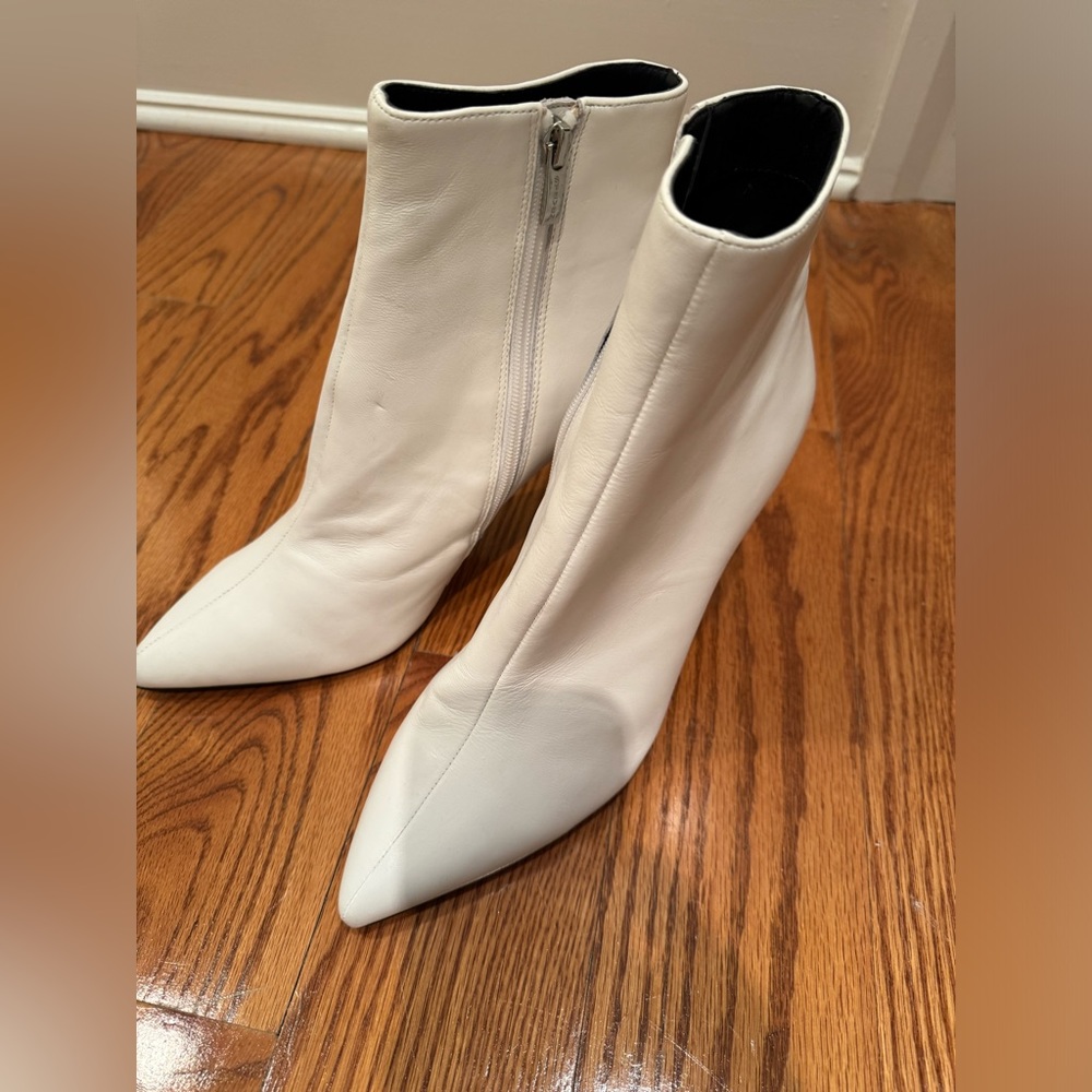 White leather booties